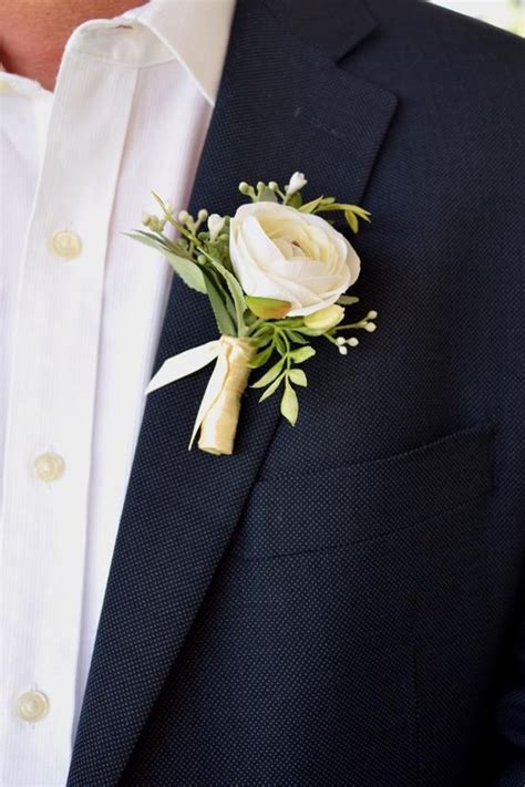 This Is A Beautiful Silk Ivory Ranunculus Boutonni Re For The Handsome