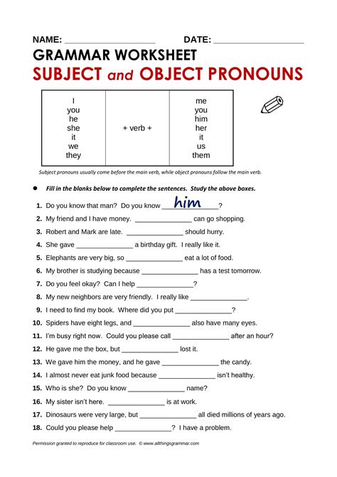 Subject Object Pronouns Artofit