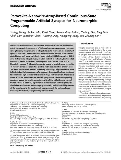 PDF PerovskiteNanowireArrayBased ContinuousState Programmable