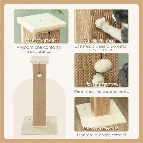Poste Arranhador Para Gatos - PawHut Poste Arranhador para Gatos Altura 81 cm Arranhador para Gatos ...