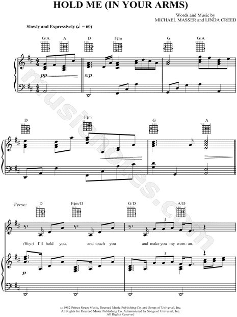 Whitney Houston Hold Me In Your Arms Sheet Music In D Major