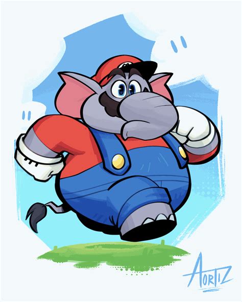 306737 Safe Artistdynamotoon Mario Mario Elephant Mammal