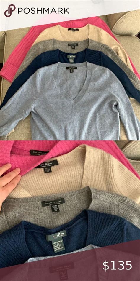 BUNDLE Like New 5 100 Cashmere Sweaters From Saks Fifth Avenue Size