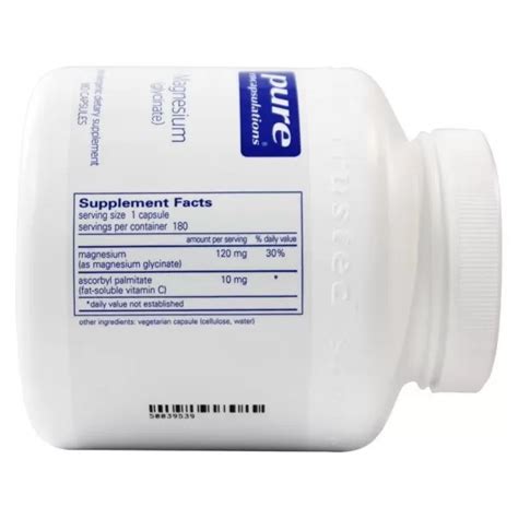 Магний глицинат (Magnesium glycinate) 120 мг 180 капсул Pure ...