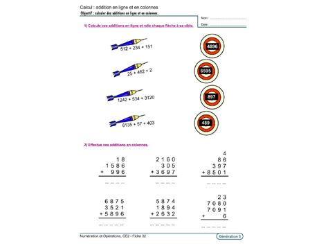 Fiches Activit S Num Ration Et Op Rations Ce