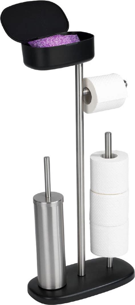 Wenko Toiletbutler Rivazza Rvs Zwart Toiletborstel Met Houder