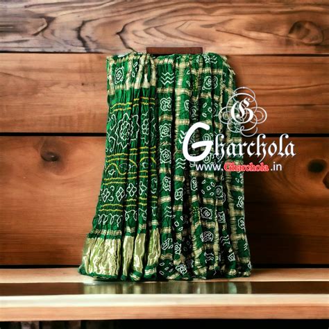 Peacock Blue Gharchola Saree Pure Gaji Silk Bandhani Gharchola