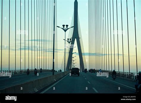 Can Tho Suspension Bridge Over Bassac River Can Tho Mekong Delta