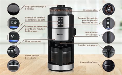 Cafetiere A Grain Avec Broyeur Aihom Filtre Programmable Fonction