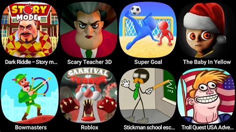 Dark Riddle Story Mode Scary Teacher 3D Super Goal The Baby In Yellow