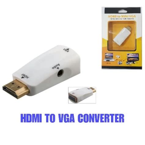 Hdmi Mini Hdmi Male To Vga Female Audio Converter Adapter White