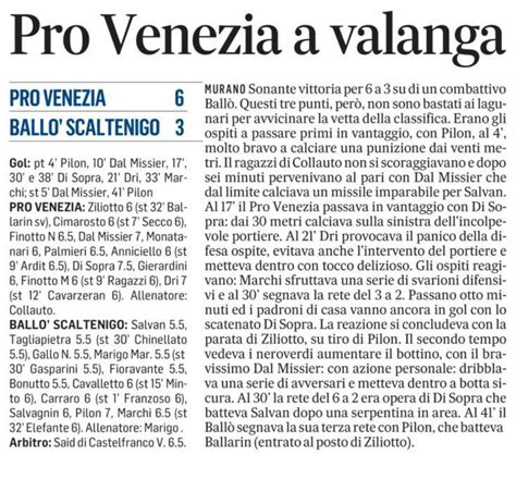 Prima Categoria Ventiseiesima Giornata Asd Provenezia Calcio