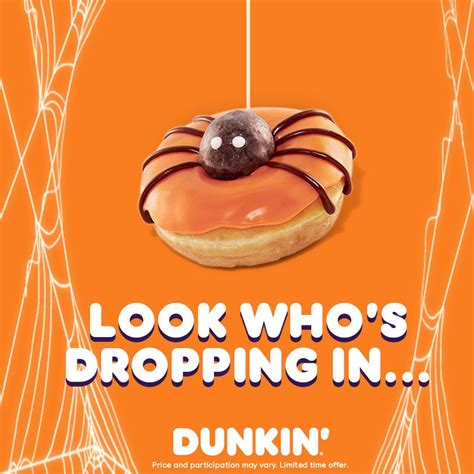 Look Whos Dropping Into A Dunkin Near You This Halloweenthe Halloween Spider Specialty Donut