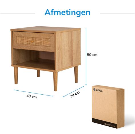 ACAZA Nachtkastje Nachtkastjes Modern Rotan Accent Eiken Kleur