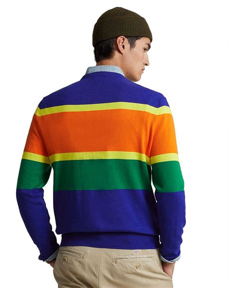 Polo Ralph Lauren Mens Logo Striped Cotton Sweater Macys