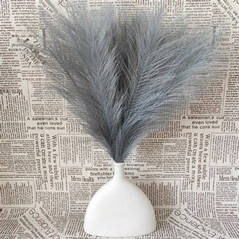 Faux Pampas Grass Fluffy Artificial Fake Plants Bulrush Reed Vase Filler Farmhouse Home Wedding