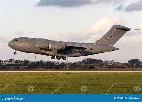 Military cargo jet landing editorial photography. Image of airplane ...