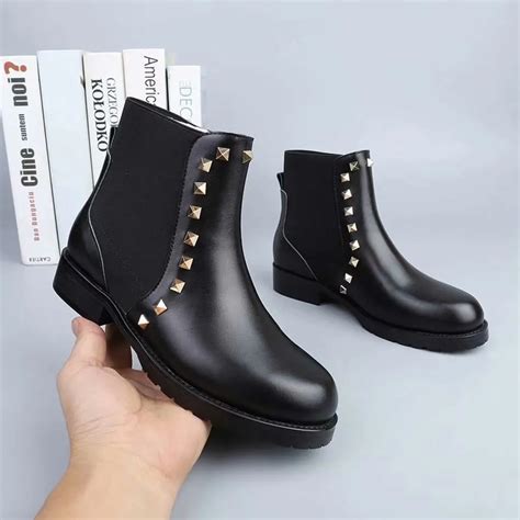 Rebites Mulheres Inverno Tornozelo Botas Sapatos 2018 Slip On Moda