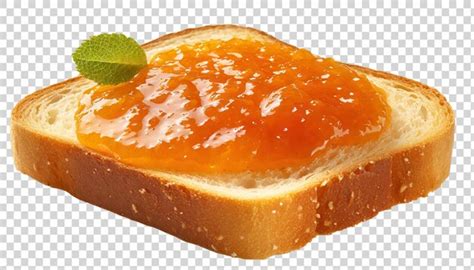 Una Rebanada De Pan Con Mermelada De Naranja Aislada Sobre Un Fondo