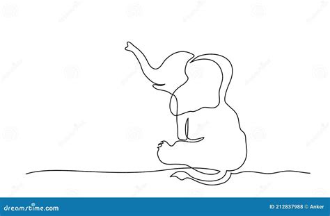 Elephant Continuous One Line Drawings Set Vector Illustration