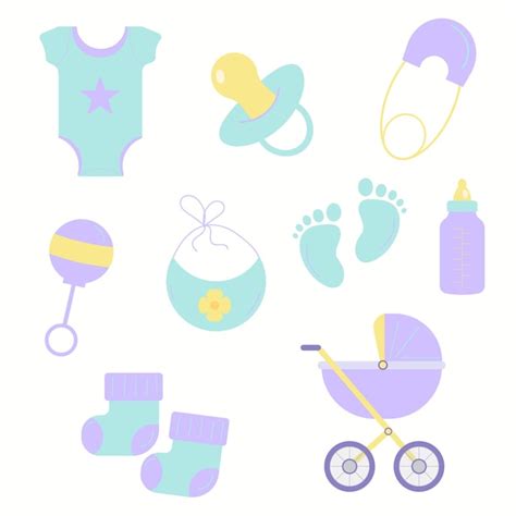 Conjunto De Elementos Para Baby Shower Ilustraci N Vectorial Vector