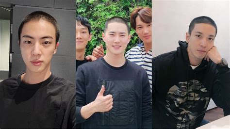 10 K Pop Idols Who Rocked The Military Buzz Cut Bts Jin Exo S Suho And More