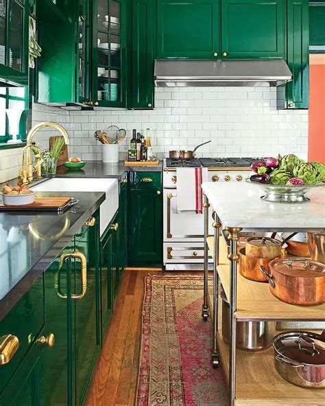 10 Colorful Kitchens That Buck The All White Trend Eclectic Kitchen Green Kitchen Kitchen