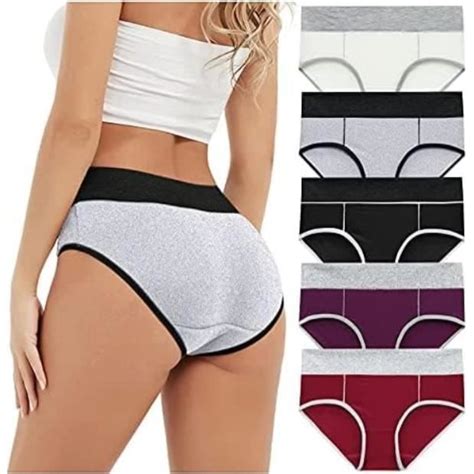 Culotte Slip 5 Pcs Femme Coton Stretch Slips Taille Haute Ventre Plat