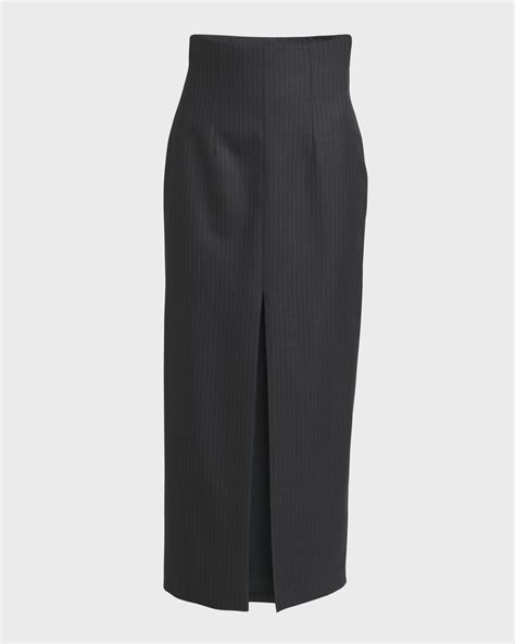 Alexander Mcqueen Wool Pinstripe Pencil Skirt With Slit Neiman Marcus