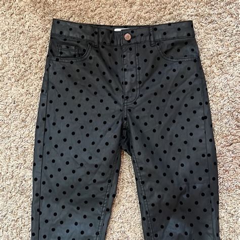 Zara Pants Jumpsuits Zara Polka Dot Waxed Effect Black Skinny