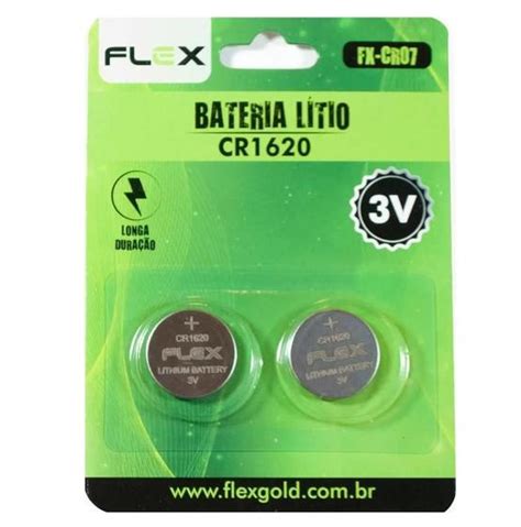 Pilha Bateria CR 1620 De Litio Cartela C 2 Unid Flex BAZZI COMPANY