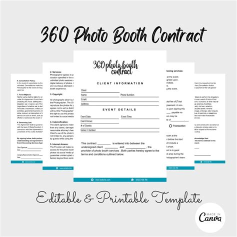 360 Photo Booth Contract Template Photo Booth Agreement Contract