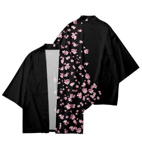 Yukata Con Estampado De Flores Sakura Para Hombres Y Mujeres C Rdigan