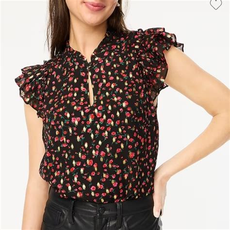 J Crew Tops Nwt J Crew Womens Ruffleneck Top Poshmark