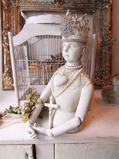 French Santos Large Cage Doll Statue Handmade All White Assembled