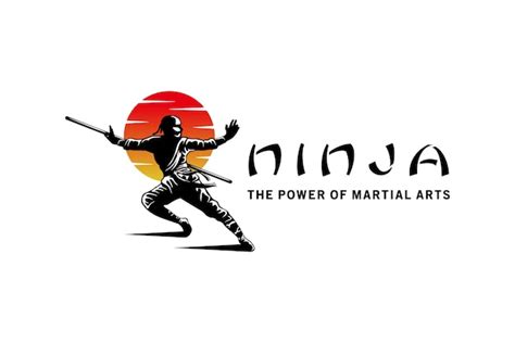 Diseño de logotipo de símbolo de arte marcial ninja kungfu con fondo de