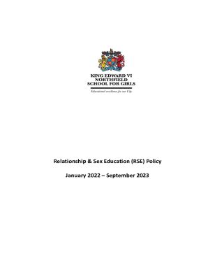 Fillable Online Relationship And Sex Education RSE Policy Fax Email