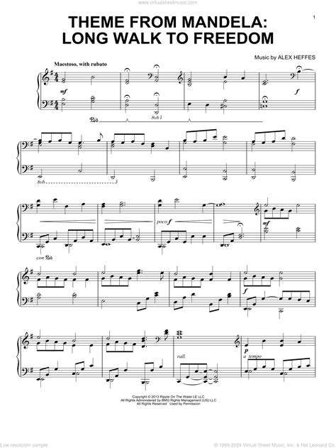 Theme From Mandela Long Walk To Freedom Sheet Music For Piano Solo