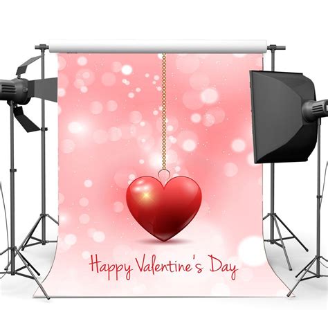 Mohome 5x7ft Valentines Day Backdrop Red Sweet Heart Background Bokeh