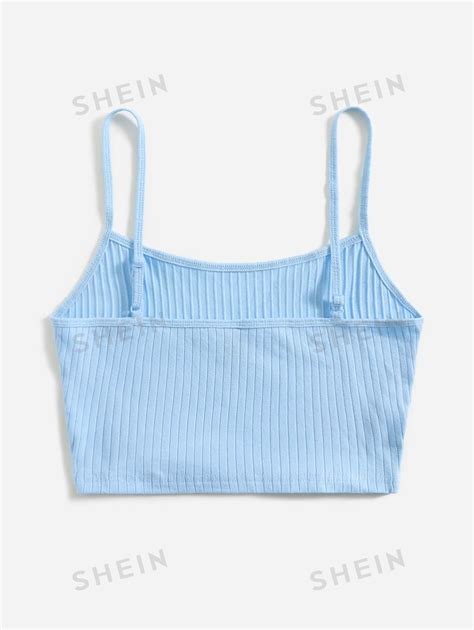 Shein Ezwear Rib Knit Crop Cami Top Shein Uk