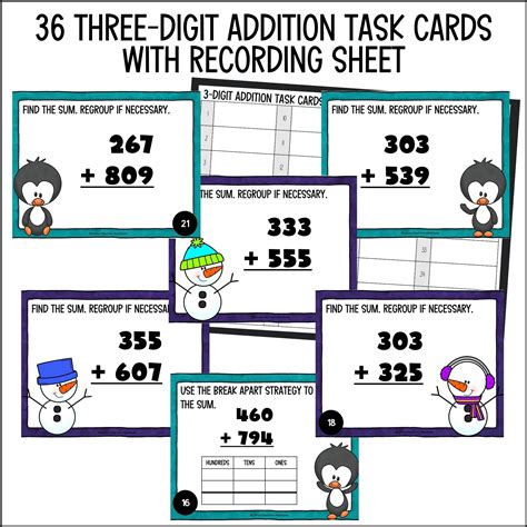 Winter Digit Addition Task Cards Curious Classroom Adventures