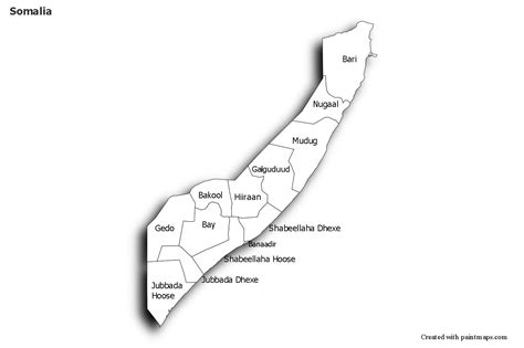 Sample Maps For Somalia Black White Shadowy Map Somalia County Map