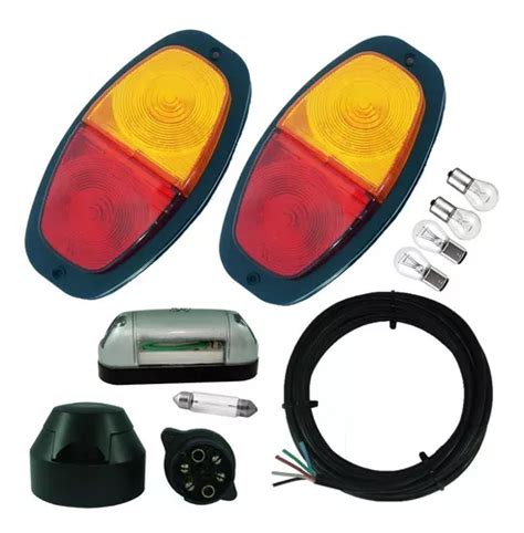 Kit Lanterna Carretinha Reboque Luz Placa Tomada Cabo Pp 10m Frete grátis