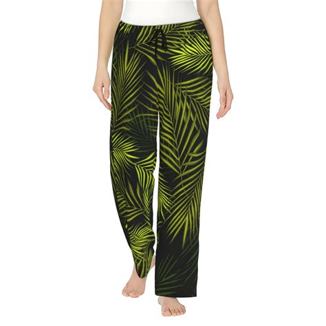 Disketp Tropical Palm Leaves Fern Leaf Print Women S Comfy Pajama Pants