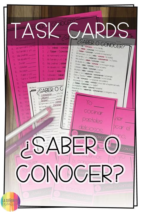 Saber And Conocer Task Card Activity And Worksheet Task Card