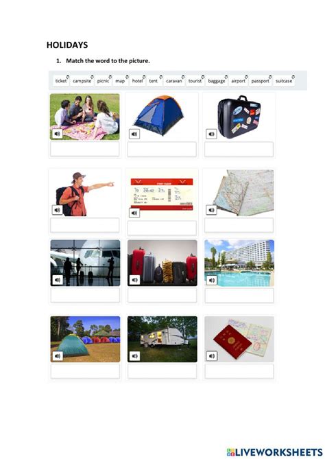 Holidays Vocabulary Online Exercise For Live Worksheets