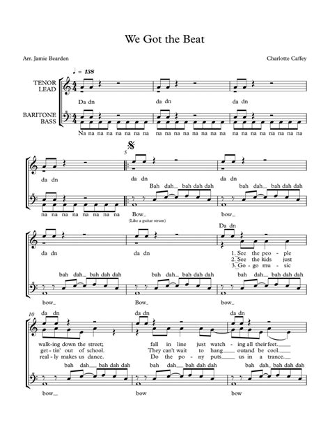 We Got The Beat Arr Jamie Bearden By The Go Gos Sheet Music For