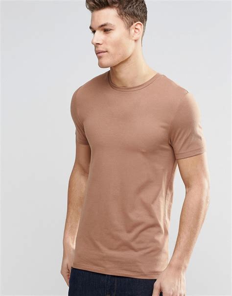 Asos Muscle T Shirt With Crew Neck In Brown In Brown For Men Lyst