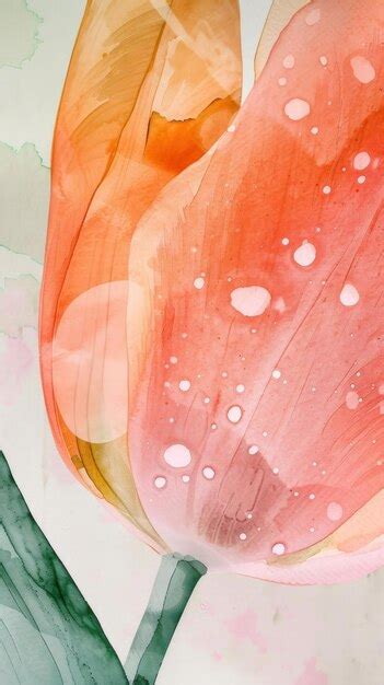 Tulip Watercolor Wallpaper Abstract Flower Petal Premium Ai Generated