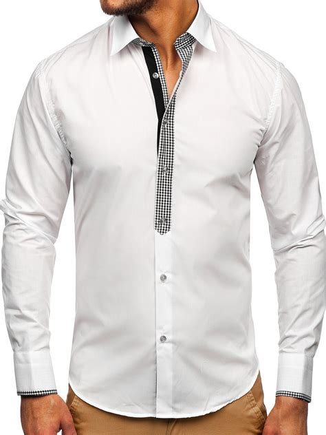 Camisa De Manga Larga Elegante Para Hombre Blanca Bolf 6873 Blanco